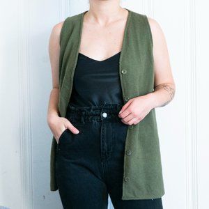 Vintage Green Sleeveless Cardigan US L